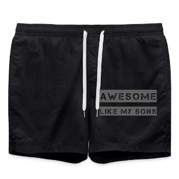 AWESOME LIKE MY SONS Gift for Father Mother - Swim Trunks - black - Front - AI Model Male 185 light (185cm)