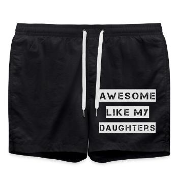 AWESOME LIKE MY DAUGHTERS – Mother's Day – Father's Day - Swim Trunks - black - Front - AI Model Male 185 light (185cm)