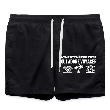 Voyageurs & Kinésithérapeutes Passion & Découverte - Short de bain - noir - Devant - AI Model Male 185 light (185cm)