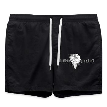 Planet // Illustration - Badeshorts - Schwarz - Vorne - AI Model Male 185 light (185cm)