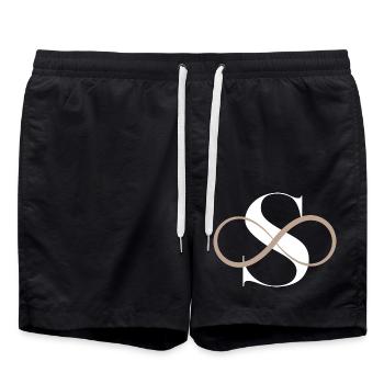 Lettre s infinie - Short de bain - noir - Devant - AI Model Male 185 light (185cm)