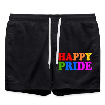 Happy pride - Swim Trunks - black - Front - AI Model Male 185 light (185cm)
