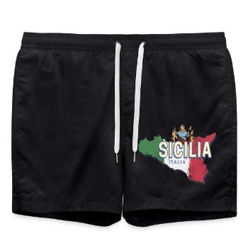 Sizilien und Fahne Italien Retro Region Landkarte - Badeshorts - Schwarz - Vorne - AI Model Male 185 light (185cm)