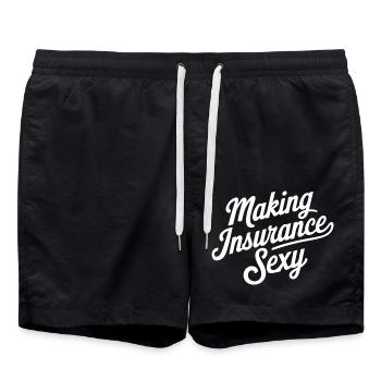 Fresh statement for the insurance world - Swim Trunks - black - Front - AI Model Male 185 light (185cm)