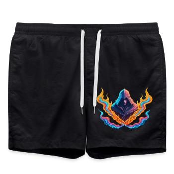 POUVOIR TRANSFORMATEUR DES FLAMMES AU NÉON - Short de bain - noir - Devant - AI Model Male 185 light (185cm)