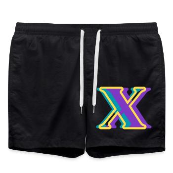 Multicolored letter x - Swim Trunks - black - Front - AI Model Male 185 light (185cm)