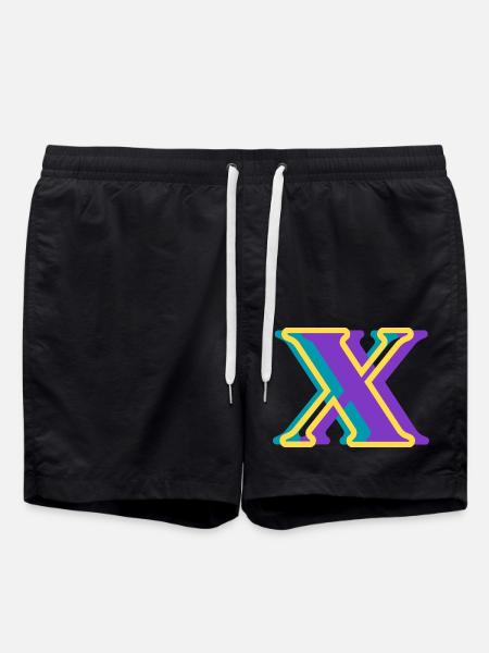 Mehrfarbiger Buchstabe x - Badeshorts - Schwarz