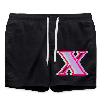 Multicolored letter x - Swim Trunks - black - Front - AI Model Male 185 light (185cm)