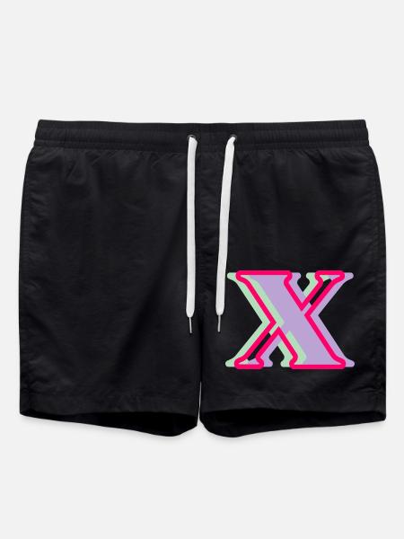 Buchstabe x mehrfarbig - Badeshorts - Schwarz