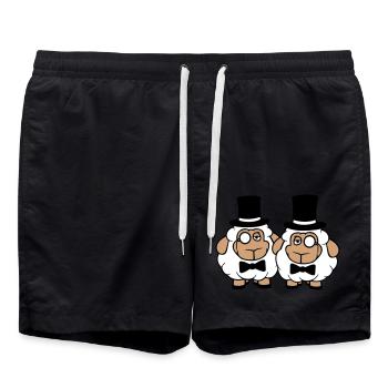 2 Sheep Men's Gentlemen Top Hat Monocle Sir - Swim Trunks - black - Front - AI Model Male 185 light (185cm)