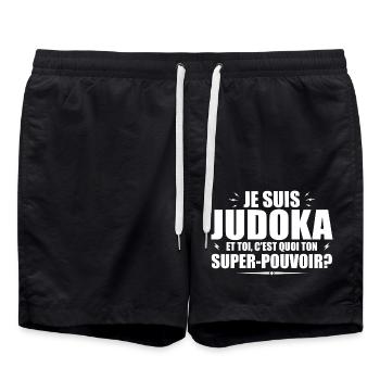 I'm a Judoka. What's your superpower? - Swim Trunks - black - Front - AI Model Male 185 light (185cm)
