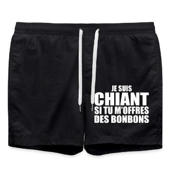 Man Who Loves: Candy. Funny Design Humor - Swim Trunks - black - Front - AI Model Male 185 light (185cm)
