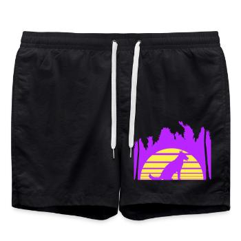 Dog Beach Holiday Sun Sea Palm Trees Holiday Beautiful - Swim Trunks - black - Front - AI Model Male 185 light (185cm)
