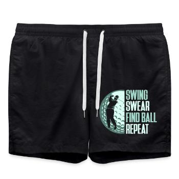 Swing Swear Find Ball Repeat Golf Golfer - Badeshorts - Schwarz - Vorne - AI Model Male 185 light (185cm)