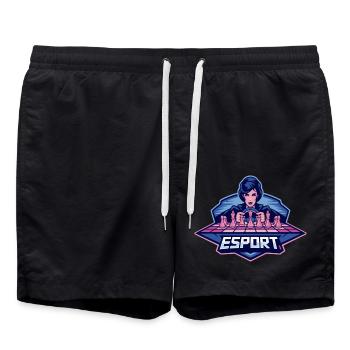 Queen Chess Pieces Sketch eSport Spiel - Badeshorts - Schwarz - Vorne - AI Model Male 185 light (185cm)