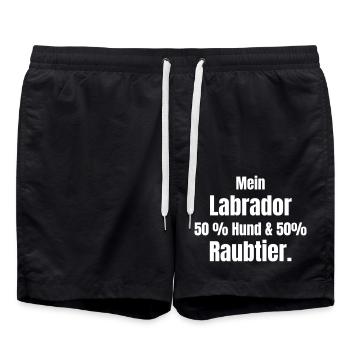 Labrador 50 Prozent Hund und 50 Prozent Raubtier - Badeshorts - Schwarz - Vorne - AI Model Male 185 light (185cm)