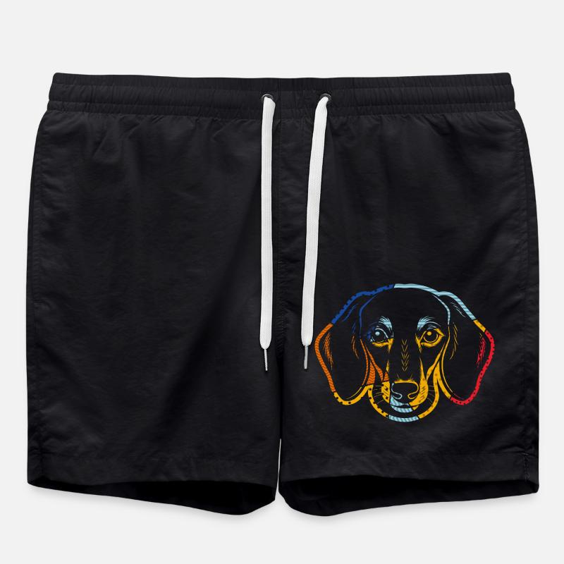Dog Dachshund - Swim Trunks - black