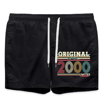 25th Birthday Gift Husband Original April 2000 - Swim Trunks - black - Front - AI Model Male 185 light (185cm)