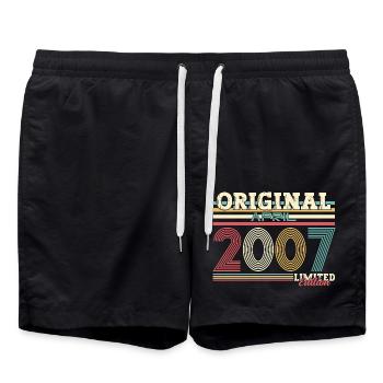 18th Birthday Gift Husband Original April 2007 - Swim Trunks - black - Front - AI Model Male 185 light (185cm)