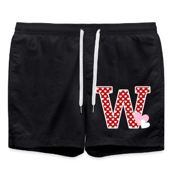 Buchstabe w Herz - Badeshorts - Schwarz - Vorne - AI Model Male 185 light (185cm)