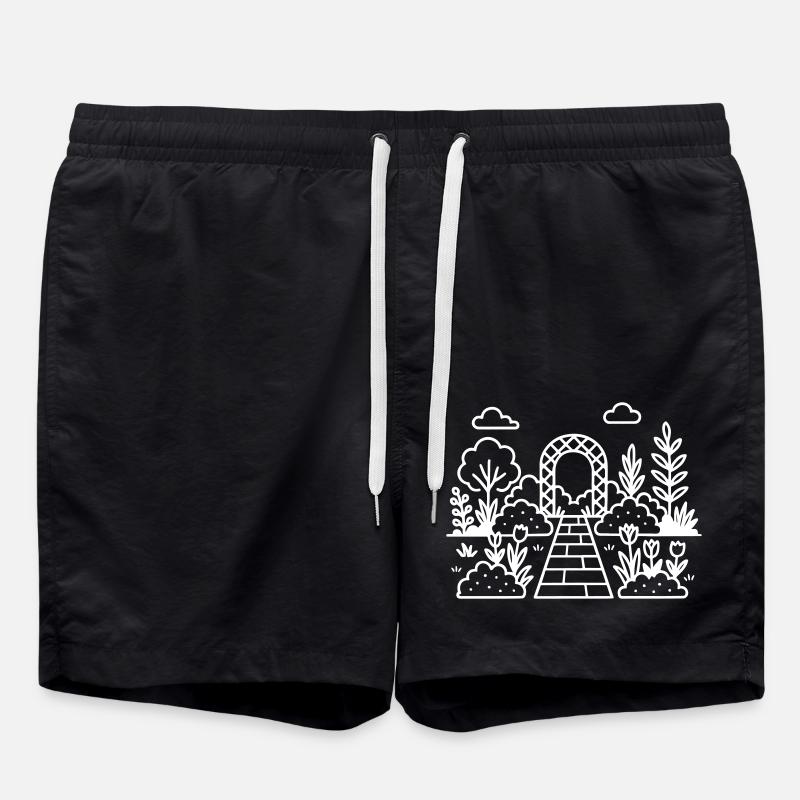 Garten Gärtnerei Logo - Badeshorts - Schwarz