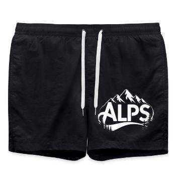 Alps - Hiking Design - Swim Trunks - black - Front - AI Model Male 185 light (185cm)
