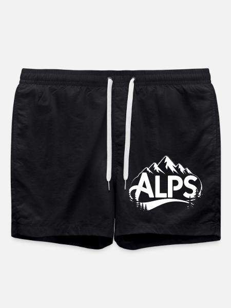 Alps - Hiking Design - Swim Trunks - black