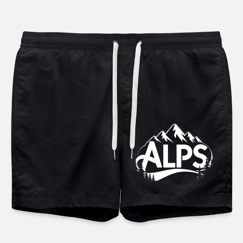 Alps - Hiking Design - Swim Trunks - black
