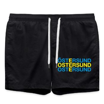 ÖSTERSUND - Suède - Drapeau suédois - Short de bain - noir - Devant - AI Model Male 185 light (185cm)