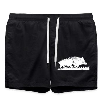 Sanglier chasse silhouette gibier chasseur animal  - Short de bain - noir - Devant - AI Model Male 185 light (185cm)