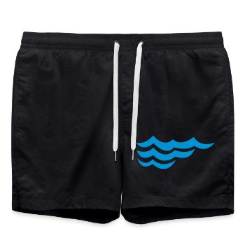 ocean waves - Swim Trunks - black - Front - AI Model Male 185 light (185cm)