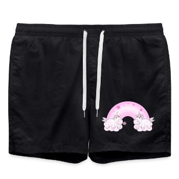 Licornes sur les nuages enamoured l'arc en ciel - Short de bain - noir - Devant - AI Model Male 185 light (185cm)