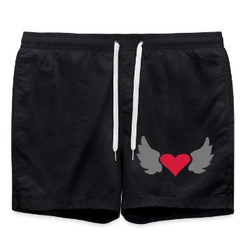 herz_mit_fluegel - Short de bain - noir - Devant - AI Model Male 185 light (185cm)