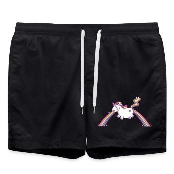 Kotzendes Einhorn, Regenbogen Kotze - Badeshorts - Schwarz - Vorne - AI Model Male 185 light (185cm)