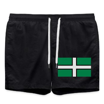 Saint Petroc's Flag - Flag of Devon - Swim Trunks - black - Front - AI Model Male 185 light (185cm)