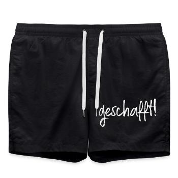 geschafft! Ziel erreicht Geschenkidee Prüfung - Badeshorts - Schwarz - Vorne - AI Model Male 185 light (185cm)