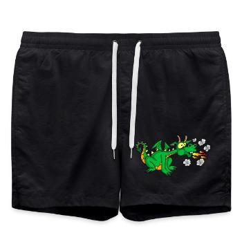 Green dragon - Swim Trunks - black - Front - AI Model Male 185 light (185cm)