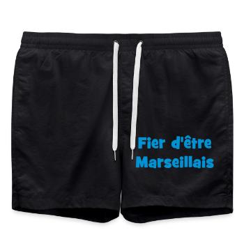 Fier d'être marseillais - Short de bain - noir - Devant - AI Model Male 185 light (185cm)
