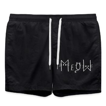 MEOW - Miau Katzen - Badeshorts - Schwarz - Vorne - AI Model Male 185 light (185cm)