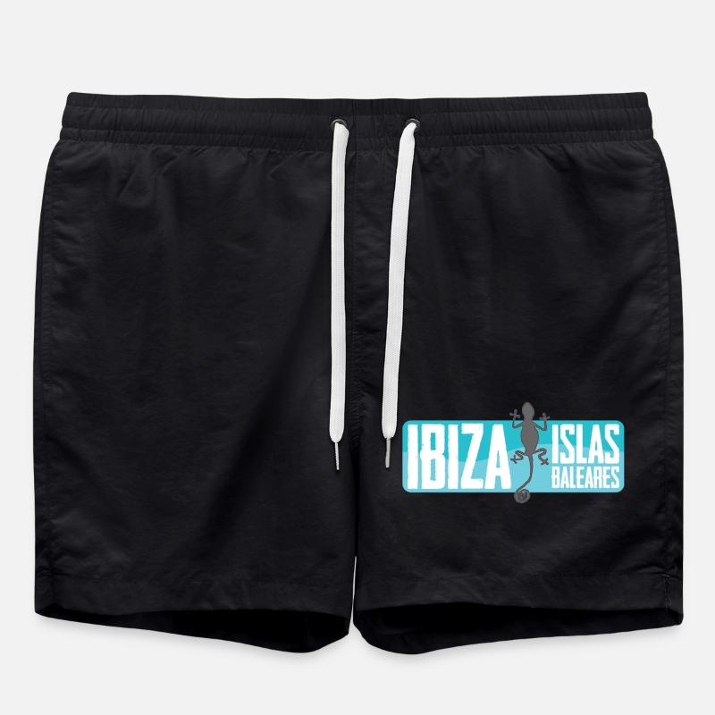 Ibiza Island Vector Design - Swim Trunks - black