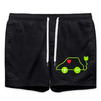 Green E-Car Heart Design - Swim Trunks - black - Front - AI Model Male 185 light (185cm)