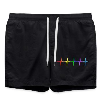 Gay Pride LGBT Heartbeat Pulse T-shirt - Short de bain - noir - Devant - AI Model Male 185 light (185cm)