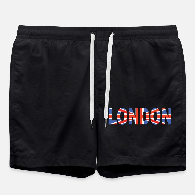 Londres couché avec drapeau - Short de bain - noir