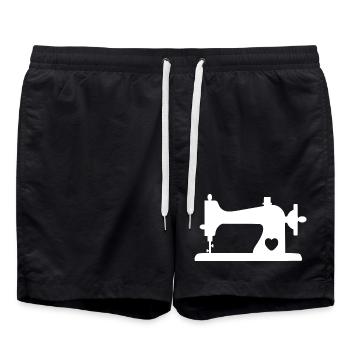 Sewing machine with heart - Swim Trunks - black - Front - AI Model Male 185 light (185cm)