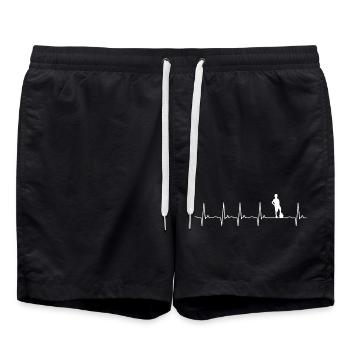 Football youth kids gift - Swim Trunks - black - Front - AI Model Male 185 light (185cm)