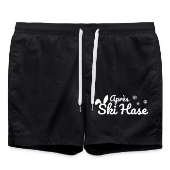 Apres Ski Hase Skihase Après Ski Party Schnee weiß - Badeshorts - Schwarz - Vorne - AI Model Male 185 light (185cm)