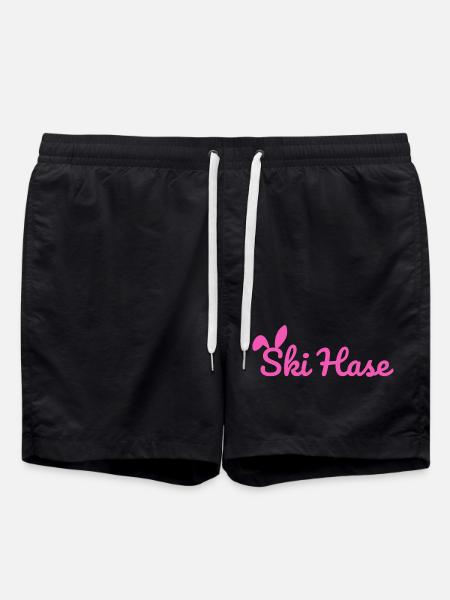 Ski Hase Skihase Party Schnee Winter Piste pink - Badeshorts - Schwarz