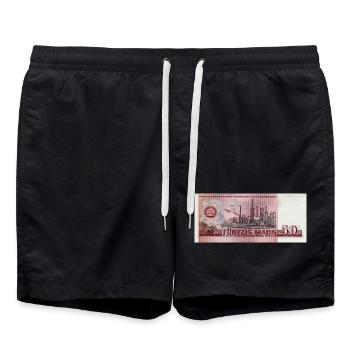 50 Mark der DDR - Badeshorts - Schwarz - Vorne - AI Model Male 185 light (185cm)