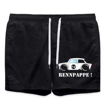 DDR Trabi - Rennpappe als Klassischer Rennwagen - Badeshorts - Schwarz - Vorne - AI Model Male 185 light (185cm)