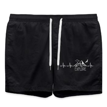 Explore BergGebirge Heartbeat Fréquence Puls ECG - Short de bain - noir - Devant - AI Model Male 185 light (185cm)